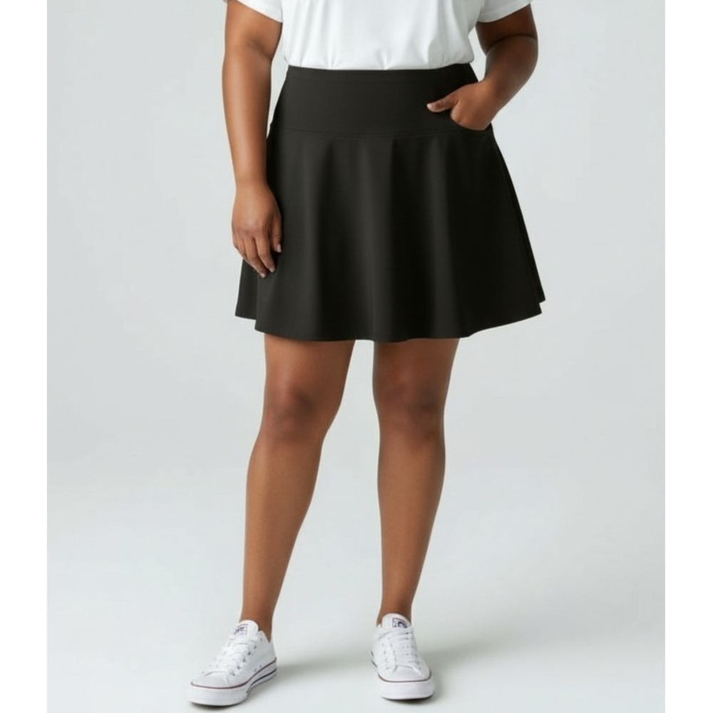 Athletic Works Women Skort Size XXXL (22) Black Pull On Dri-Work Mid-Rise Active
